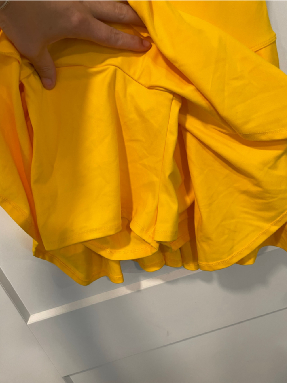 Wild Fable S Golden Yellow Lace Detail Sleeveless Activewear Dress w/Shorts NWT - Picture 2 of 7